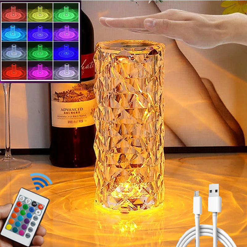SHERICE - Crystal Lamp Rose Light Diamond Lamp Colors Changing with Remote Control